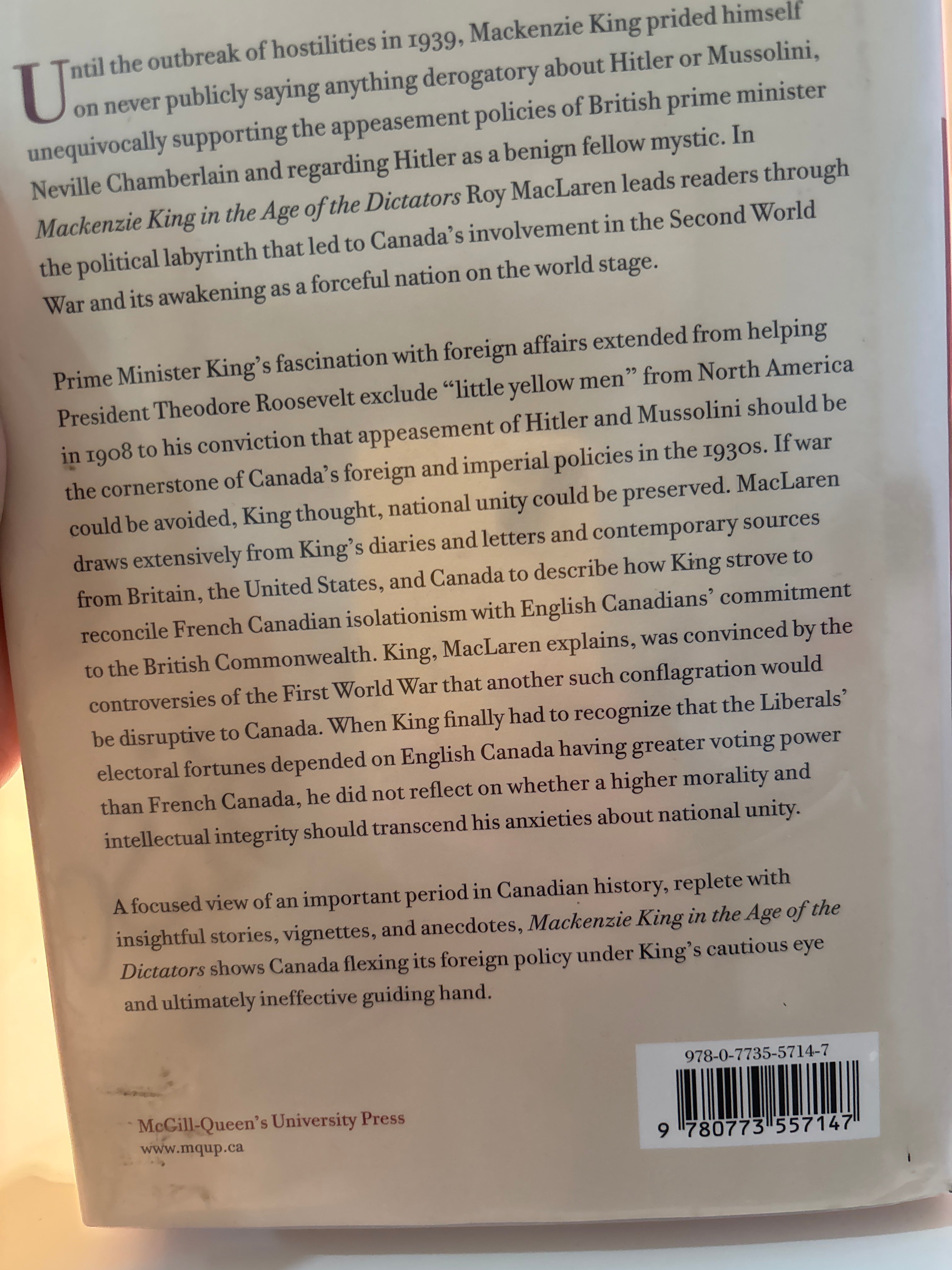 Mackenzie king in the Age of Dictators: Canada's Imperial and Foreign Policies - Roy MacLaren