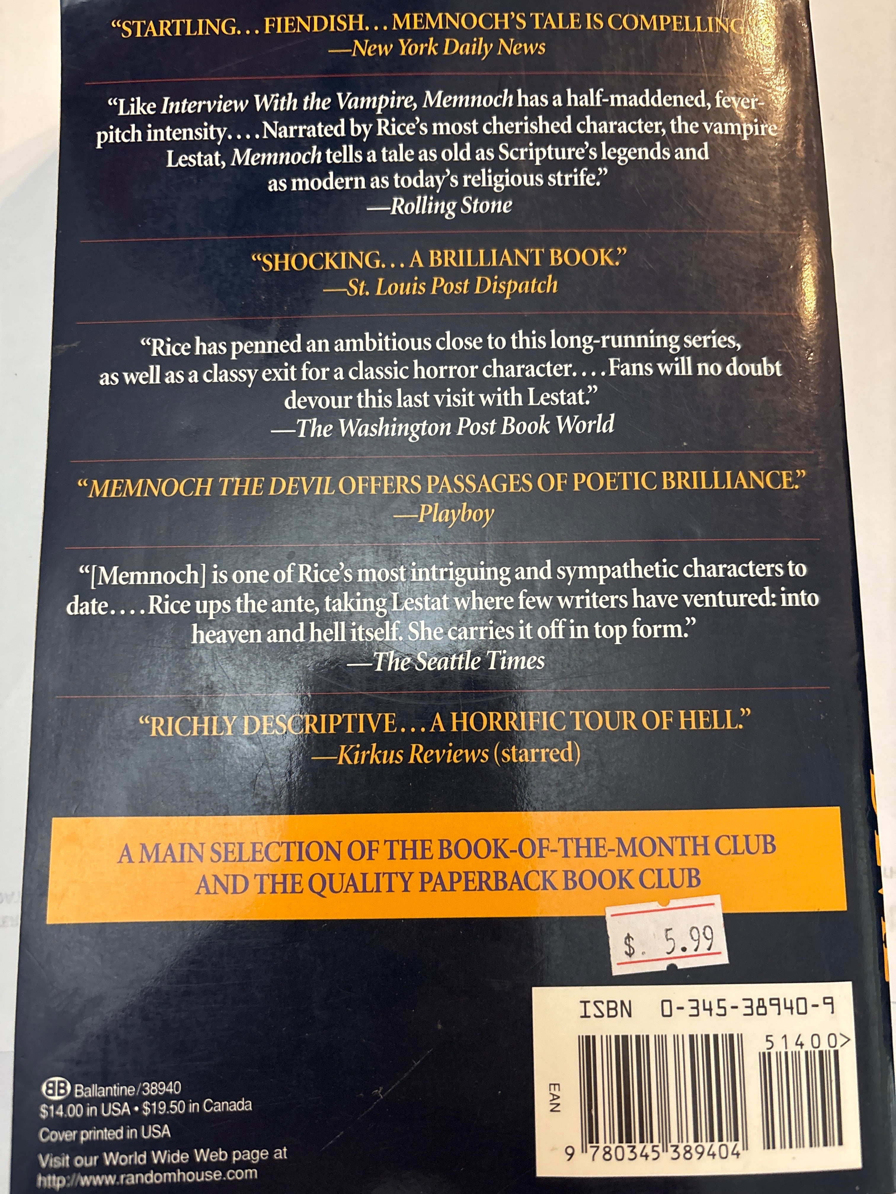Memnoch The Devil - Anne Rice